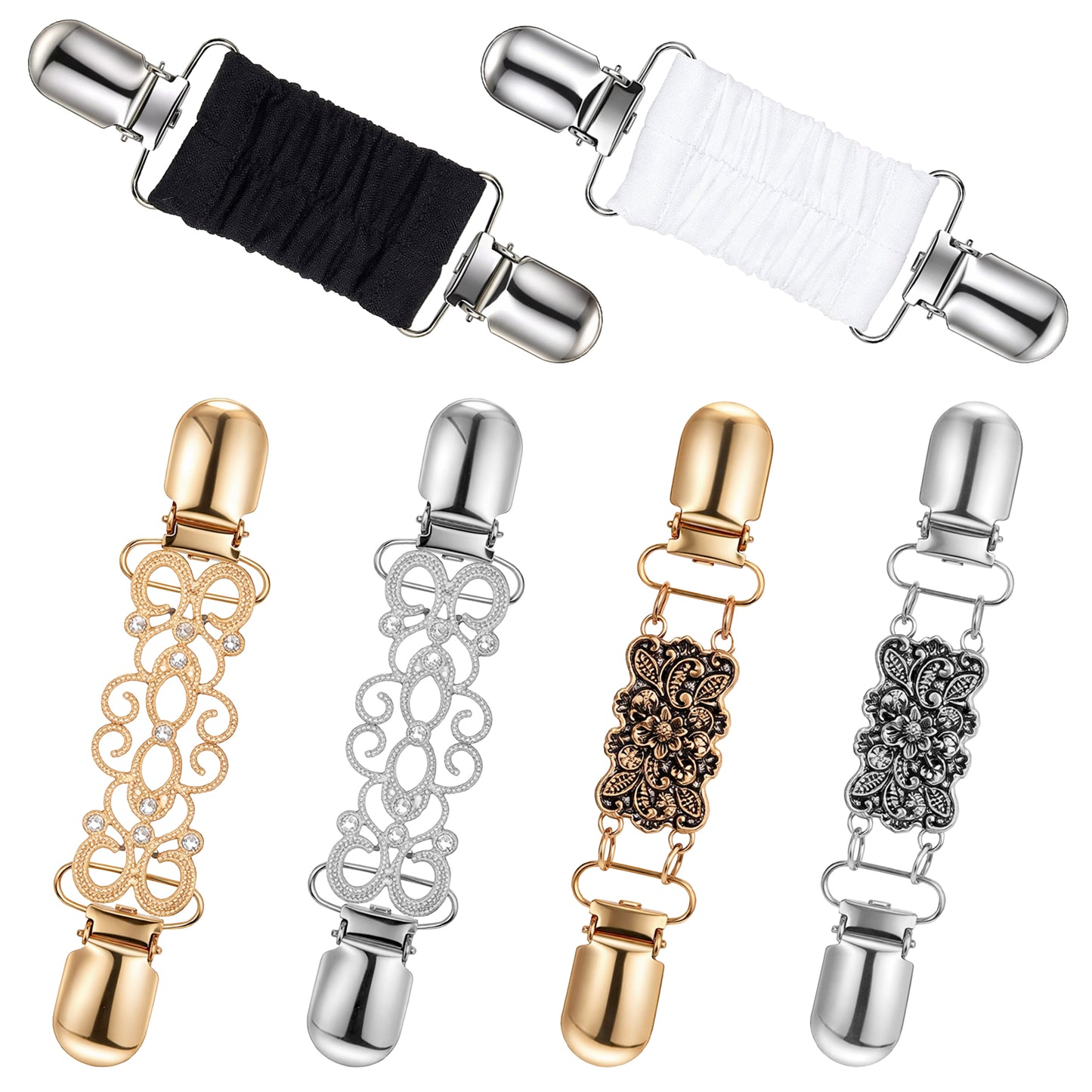 TIESOME 6 Pcs Waist Sincher Clip, Vintage Shirt Clip Set for Sweater Shawl Cardigan Dress, 3 Styles Retro Cinch Clips for Waist Back Of Dress, Easy Grip Non Slip