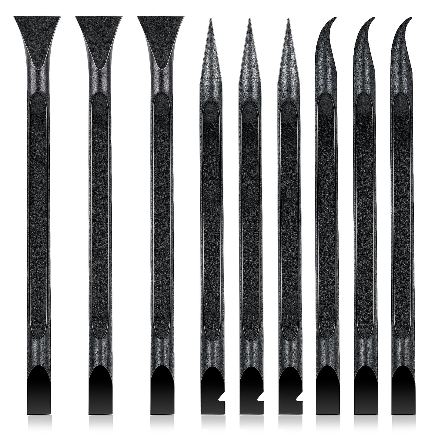 IANFAN 9 Pcs Black Plastic Scraper Tool for Tight Spaces, Non-Scratch Detailing Tools Multi-purpose Tiny Detailing Scraper for Remove Stickers, Labels, Oil Stains, Food, Dirt
