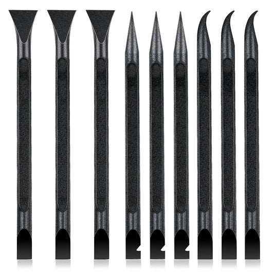 IANFAN 9 Pcs Black Plastic Scraper Tool for Tight Spaces, Non-Scratch Detailing Tools Multi-purpose Tiny Detailing Scraper for Remove Stickers, Labels, Oil Stains, Food, Dirt