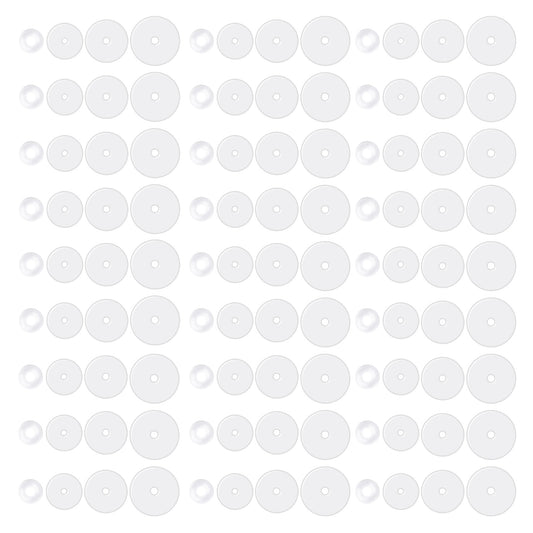 TIESOME 100 Pcs Clear Piercing Disc for Piercing Bump, 9/7/5/3 mm Clear Silicone Earrings Backs Plastic Disc Pads Stabilizer Earlobe Support Patches Earring Backs Earring Supports for Heavy Earrings