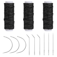 simarro Hair Needle and Thread Set Sewing Hair 12Pcs Set Professional Hair- Extension Tools 9Pcs Weave Curved Needle with 3Pcs Black Threads for Making Wig DIY Hand Sewing Decoration Weave Extension