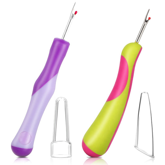 Jeffdad 2PCS Sewing Seam Ripper, Sewing Stitch Ripper, Thread Removers Stitch Rippers with Protective Cap Professional Thread Cutter for Embroidery Hand Sewing Crafting Cross Stitching Knitting