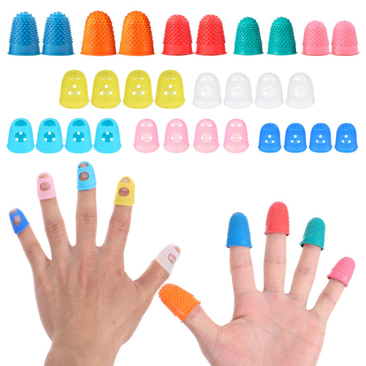 HJZHII 30 Pcs Rubber Thimble, 5 Sizes Rubber Finger Tips Reusable Finger Protector Covers Fingers Pads Grips Thimbles for Hand Sewing Embroidery Cutting Knitting Counting Paperwork Crafts