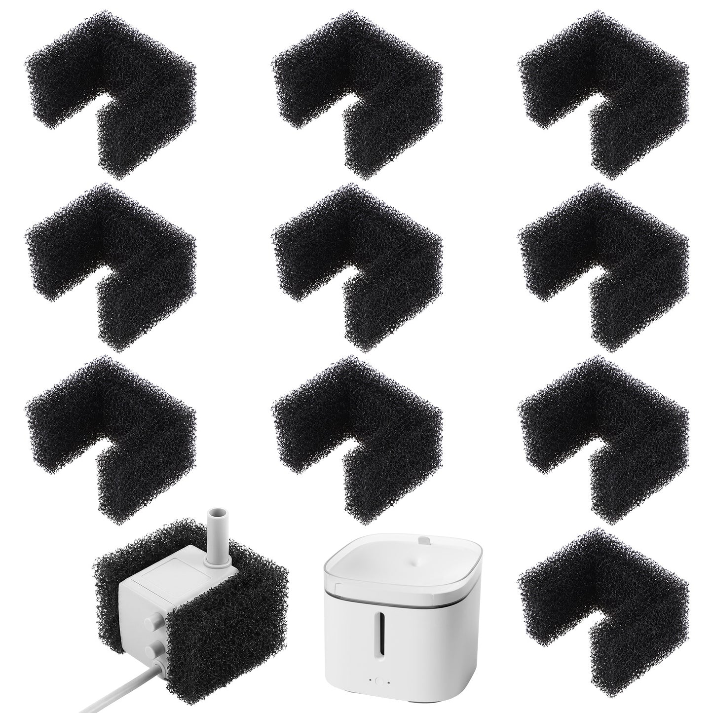 JJUNW 10 Pcs Pet Fountain Filters Replacement, Cat Foam Filter Sponge Filter, Black Pet Dog Drinking Water Fountain Sponge Filters Debris Removal Protects Pump Filtration