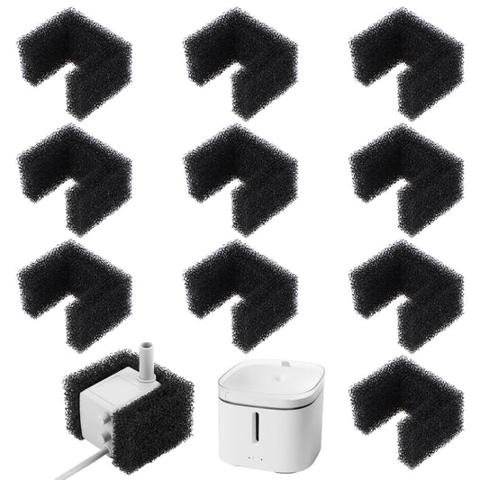 JJUNW 10 Pcs Pet Fountain Filters Replacement, Cat Foam Filter Sponge Filter, Black Pet Dog Drinking Water Fountain Sponge Filters Debris Removal Protects Pump Filtration