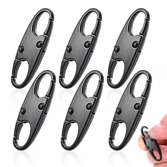 HJZHII 6PCS Zipper Clips, Double Opening Zipper Locks Anti Theft Zippers Pull Replacement Small Carabiner Clip for Backpacks Keychain Luggage