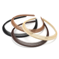 JJUNW 4 Pcs Non-slip Toothed Plastic Headbands, Fashionable Bands for Women with Teeth, Comfortable Hairbands Hair Accessories for Women Girls(Khaki + Black + Beige + Dark Brown)