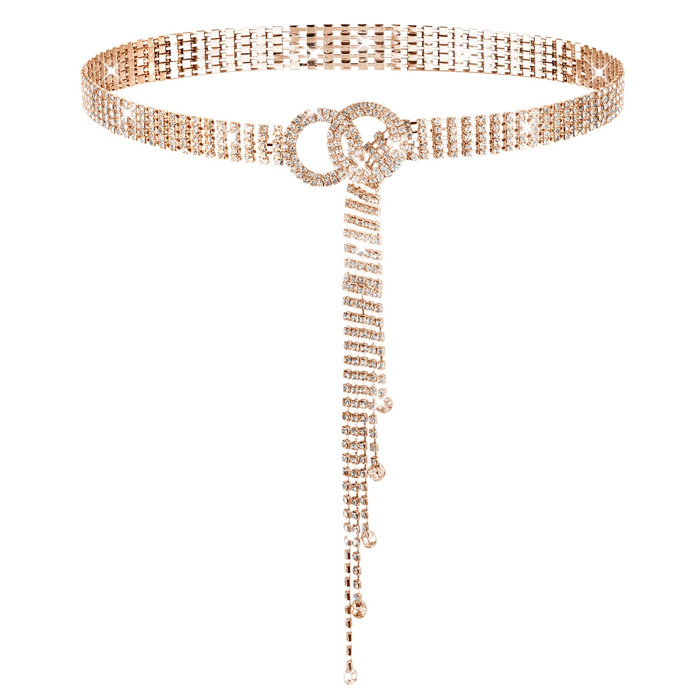 Andibro Women Rhinestone Belt(Gold)