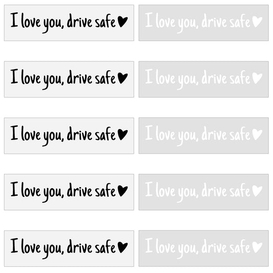 MBAIYO 10Pcs I Love You Drive Safe Mirror Sticker, I Love You Drive Safe Car Decals Rear View Mirrors Sticker Cute Car Decals for Women Rear View Mirrors Safety Reminder Gift (Black and White)