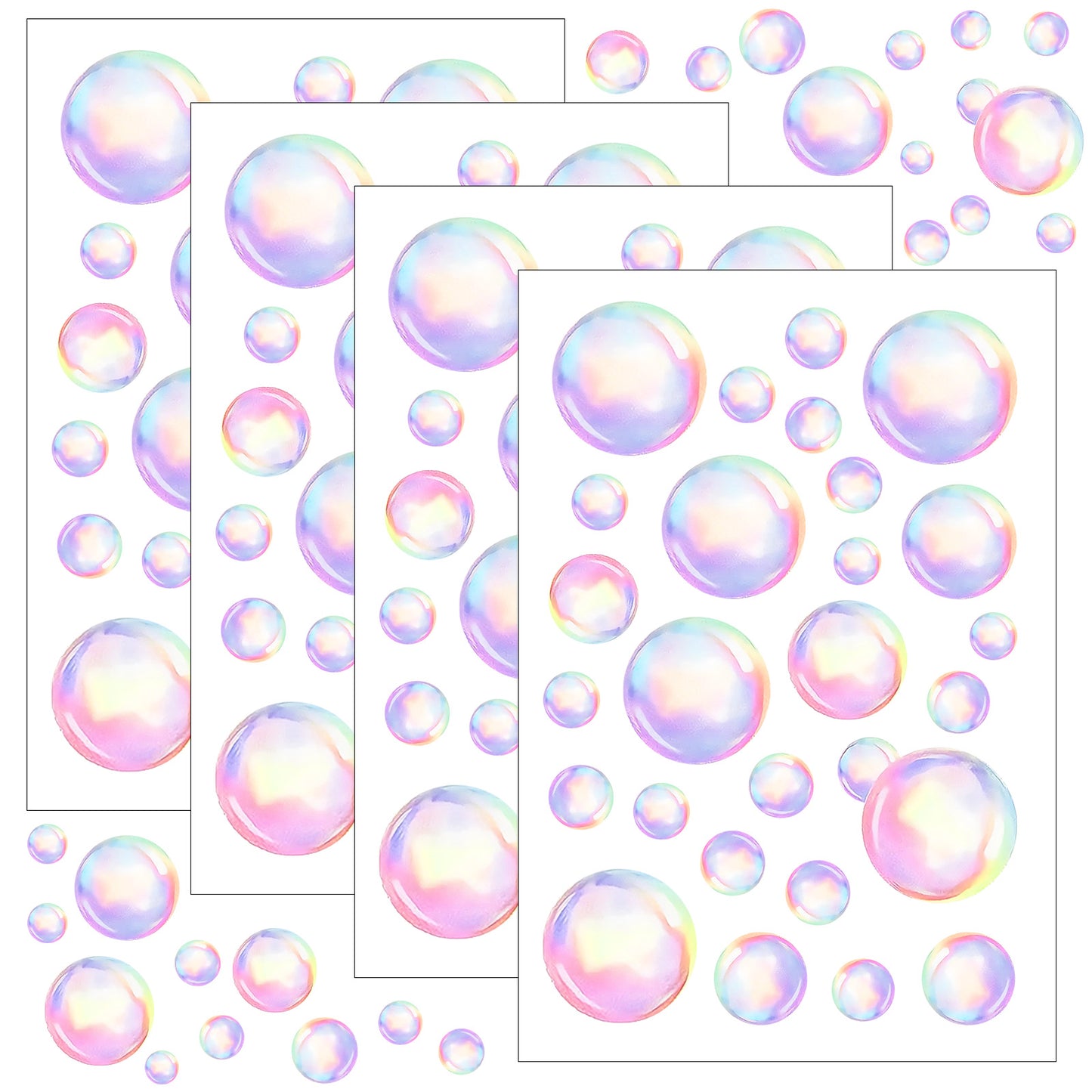WJIAAA 4 Sheets Bubble Decor Wall Decals, Under The Sea Wall Decals for Bathroom & Party, 11.81x7.87 Inch PVC Ocean Stickers, Reusable for Bedroom, Laundry Room, Mermaid Theme