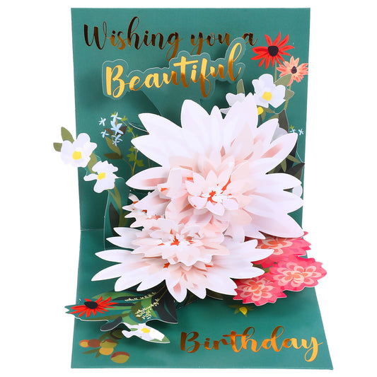 JIEYAO Birthday Cards for Women, Lotus Pop-Up Birthday Cards 3D Popup Birthday Gift Greeting with Envelope for Anniversary Birthday Special Celebration Personalised Gifts