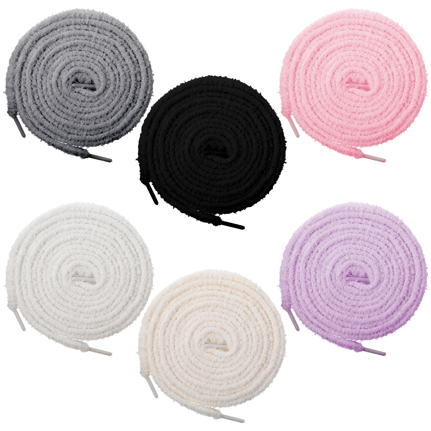 TIESOME 6 Pairs Thick Fluffy Laces Shoelaces, Fuzzy Shoe Laces Plush Chunky Laces for Sneakers Casual Shoes Multicolored