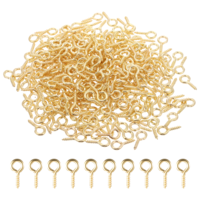 Jeffdad 300Pcs Small Screw Eye Pins, Eye Pins for Jewelry Making, Eye Hooks Mini Eye Screws for Crafts, Charms, Jewelry Keychain Making (Gold)