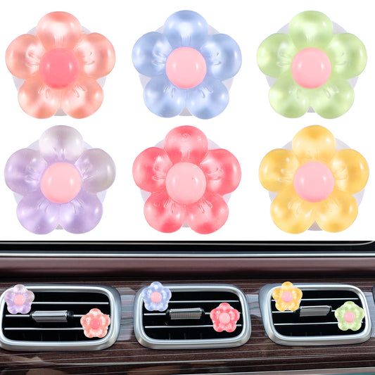 JIEYAO 6 Pcs Flower Car Vent Clips, Air Freshener Outlet Car Clip, Cute Car Accessories for Women Floral Auto Conditioner Clip Charm Aesthetic Car Interior Decor for Conditioning Outlet