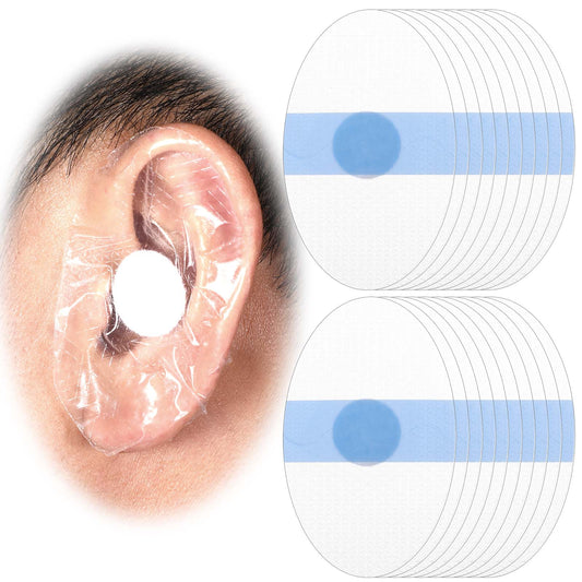 AOZUO Shower Swimming Ear Covers, Silicone Ear Stickers Ear Protection Cap Disposable Waterproof Ear Patches with Cotton Ball Ear Protector Covers for Baby Infant Bath Shower Swimming Surfing(20pcs)