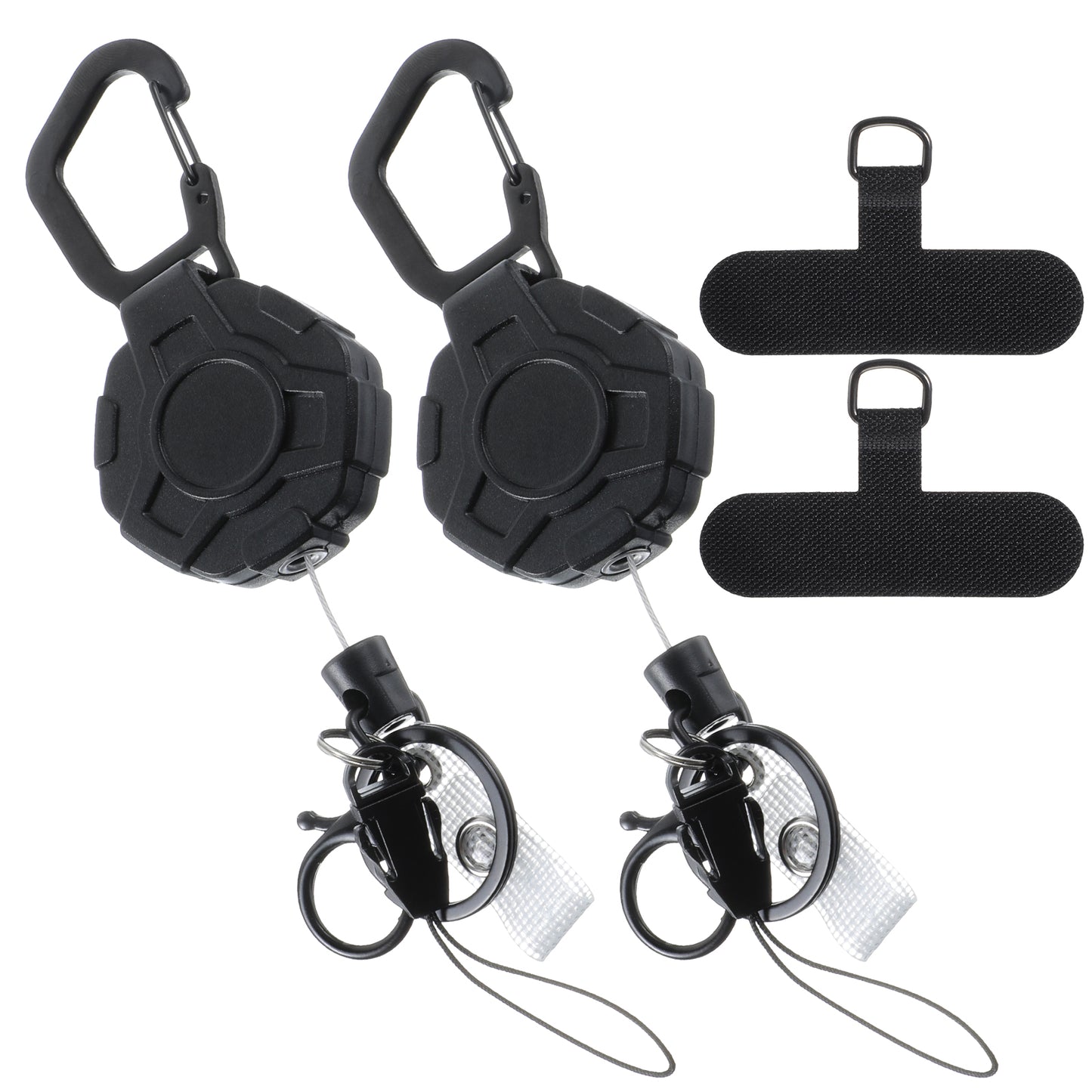JIEYAO 2Pcs Retractable Keychain, Heavy Duty Lanyard with Phone Tether Tabs Carabiner Badge Holder with 31.8" Steel Cord Lanyard ID Card Holder Retractable Reel Extendable Key Chain for ID Badges