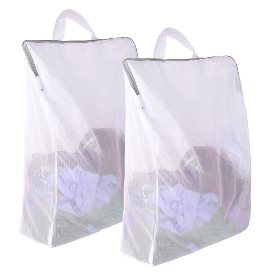BOHUIZ 2Pcs Large Mesh Laundry Bags with Zipper, 20X16 Inch Net Laundry Bag Reusable Laundry Bags Washing Bag with Handles for Delicates Clothes College Dormitories Apartments(Fine Mesh)