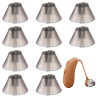 BOHUIZ 10 Pcs Hearing Aid Domes, Dark Gray Tulip Domes Hearing Aid Fit Standard Receiver Split Ear Rub Piece Aid Ear Tips Replacement for Open Air Aid Wax Guards Accessories