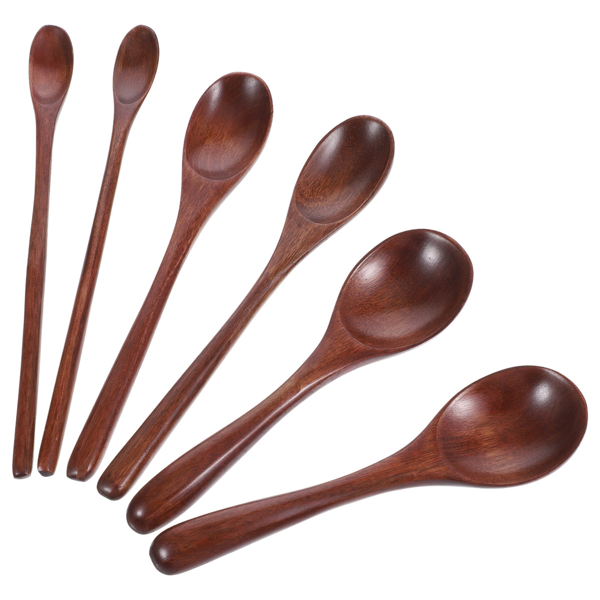 JIEYAO 6Pcs Wooden Spoons, 3 Sizes Wooden Teaspoon Mixing Spoons