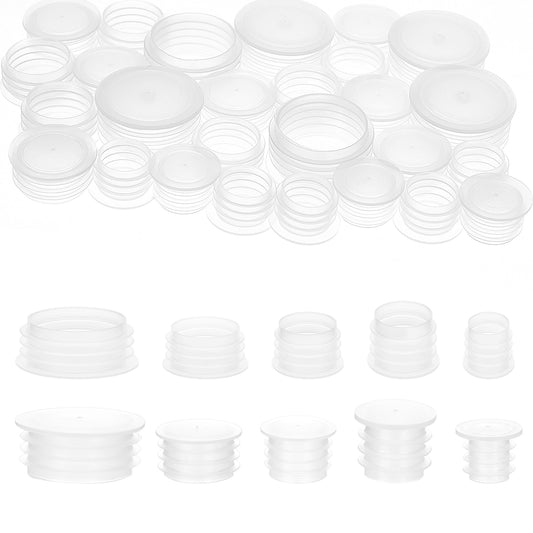 cobee 50 Pcs Salt and Pepper Shaker Stoppers Plastic Salt and Pepper Shaker Replacement Salt and Pepper Shaker Plastic Stoppers Reusable Clear Round End Caps for Piggy Bank Glass Bottle Bottle Caps