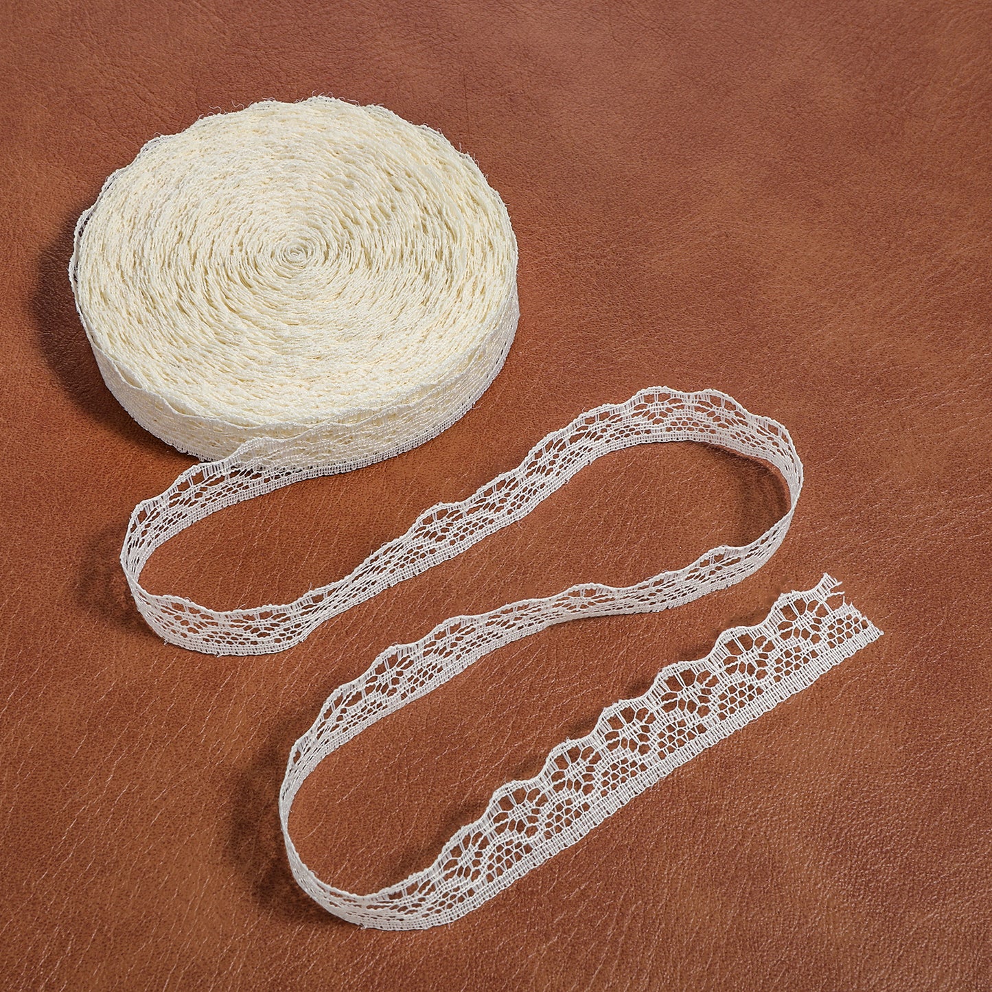 JJUNW 2Roll Sewing Lace Ribbon 30 Yards, Narrow Elastic Lace Trim, 0.6in Wide Flower Fabric Trim for Crafting Gift Wrapping Dress Embellishment Wedding Decor Bow Making & Sewing Crafts(White 1pc)