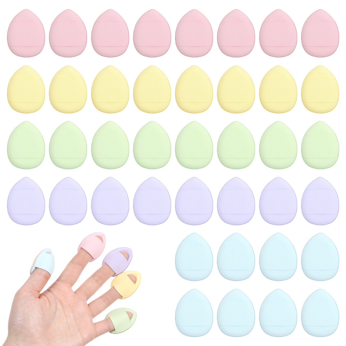 Giantree 40Pcs Mini Makeup Puff, Mini Finger Powder Puff, Triangle Makeup Puff for Foundation Setting Sponge for Women Girls Cosmetic Setting Wet Dry
