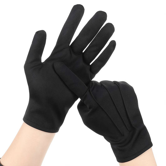 LIQWEI 3 Pairs Men's and Women's Black Cotton Gloves, for Wedding Party Parade Formal Costume Tuxedo Server
