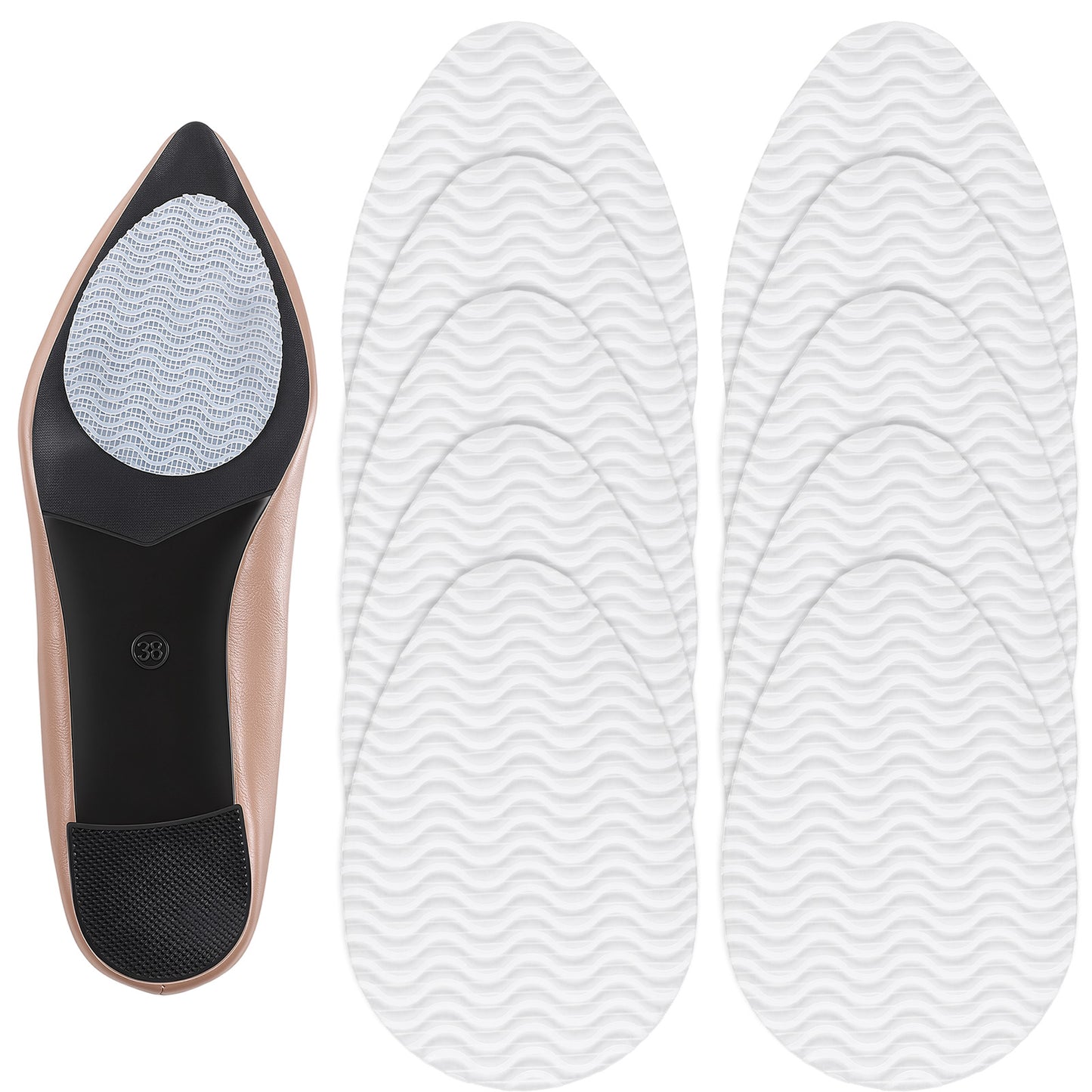 SULIKJHUI 5 Pairs Clear Non-Slip Shoe Pads, Adhesive Sole Protectors