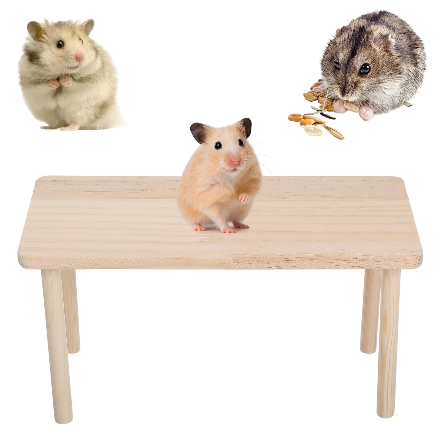 DOPENSPI Wooden Hamster Platform, Natural Wooden Hamster Play Platform Waterproof Standing Surface Small Animal Resting Area Cage Accessory for Hamsters Squirrel Other Small Pets