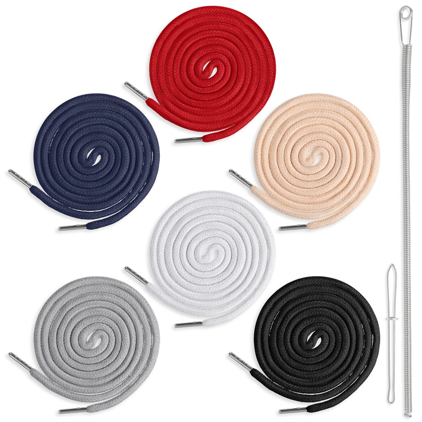 HJZHII 12Pcs Drawstring Replacement Cords, Sweatshirt Drawstring Replacement Cord Hoodie String Replacements with Drawstrings Threader Tools Hoodie Strings for Pants Shorts 48in