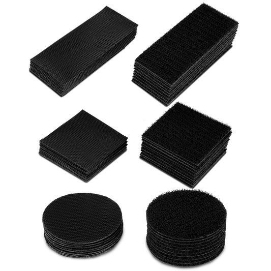 AOZUO 30 Sets Hook and Loop Strips with Adhesive, 2” Round Heavy Duty Hook and Loop Tape 3.14”x1.25” Double Sided Sticky Tape 2” Square Hook and Loop Fastener Picture Hanging Wall Mounting Tape