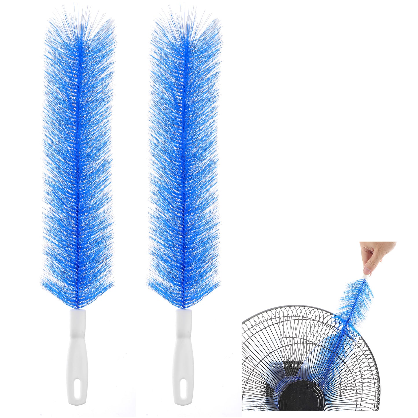 Yuanchu 2 Pcs Fan Cleaner Brushes, Bendable Fan Cleaning Brush Cobweb Duster Set Microfiber Head Washable Brush for Ceiling Fan Air Vents Curtains Cars Box Fan(Blue)