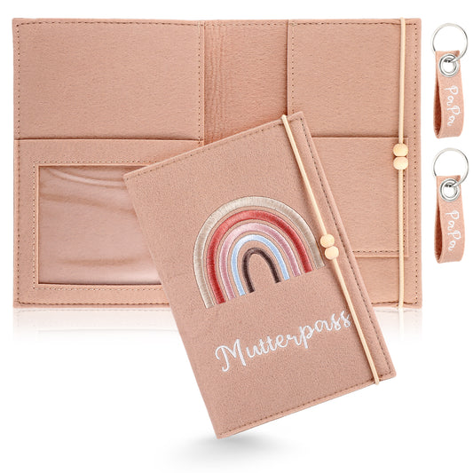 AOZUO Maternity Log for Felt Protective Cover, Premium Maternity Log Cover with Compartments and Key Ring, Rainbow Maternity Log Cover for Storing Ultrasound Picture, Vaccination Certificate,
