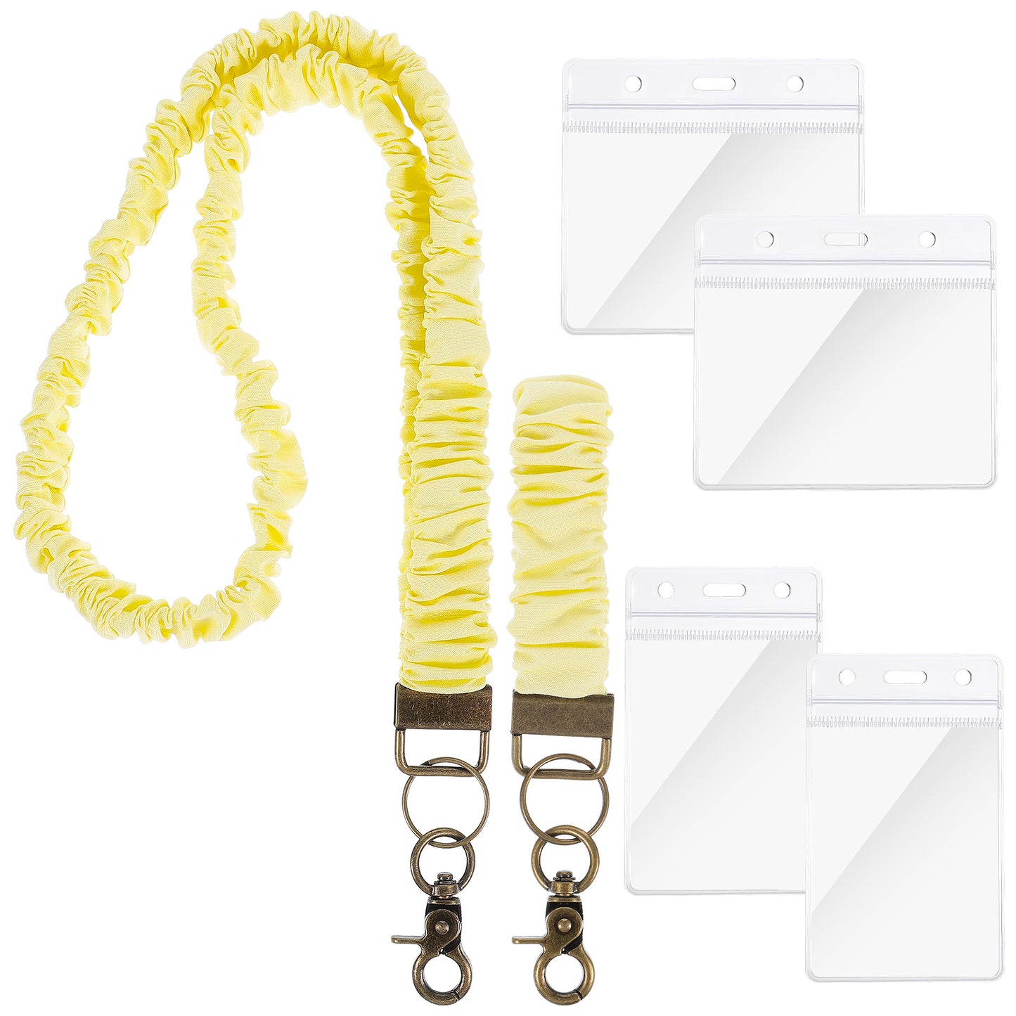 WJIAAA 2 Set Scrunchie Lanyard,Stretchy Scrunchie Lanyard,for Keys Id Card Holder Wallet, Decorations Accessory for Women Teacher Nurse Office Supplies 4 Card Holders