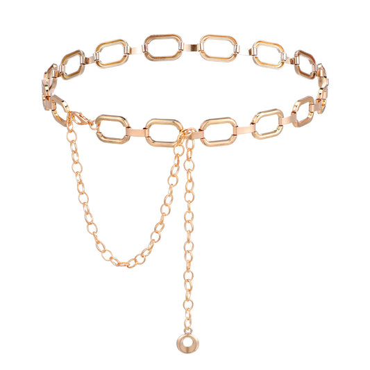 Andibro Metal Link Chain Belt for Women, Chunky Belly Chains Waist Belt for Dresses Jeans