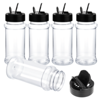 Molain 5 PCS Empty Spice Jars 3oz with Shaker Lids Plastic Seasoning Containers Clear Seasoning Bottles to Pour or Shake for Spice, Powders, Peppers, Salt for Spice Rack, Drawer, Cabinet