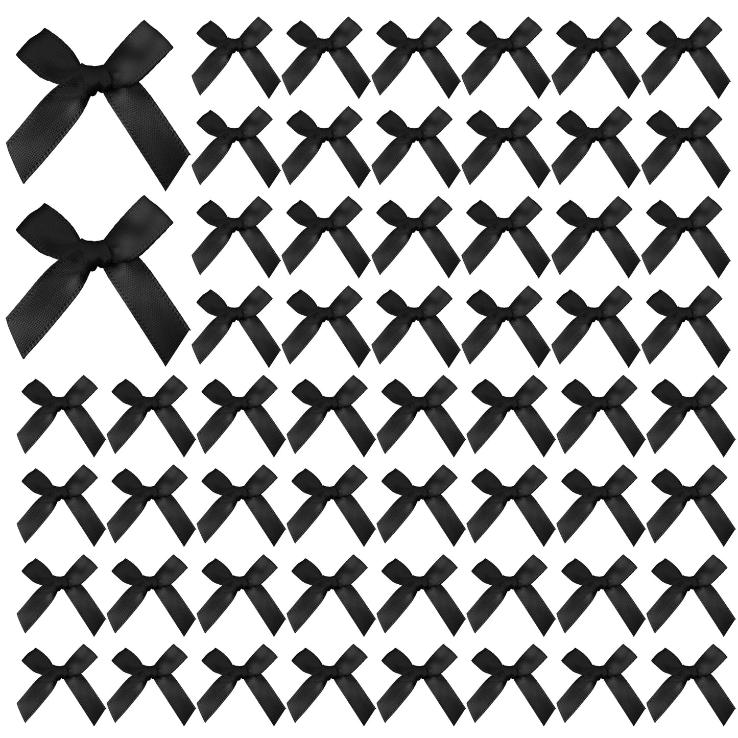 Giantree 100 Pcs Ribbon Bows, 1.57x0.4in Mini Satin Bows for DIY Crafts Wedding Decoration Card Making, Cute Small Bow for Sewing Scrapbooking Wedding Gift Wrapping Candy Bags Decoration(Black)