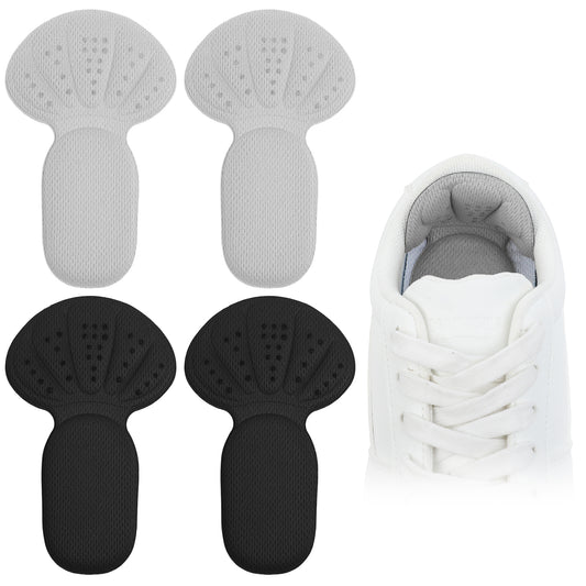 JIYIN 2 Pair Back of Heel Cushion Pads, Adhesive Heel Grips Inserts for Loose Shoes, Mesh Heel Protectors for Women Men, Reusable Heel Pads for Boots Too Big, Anti Blister Shoe Liners(Black, Gray)