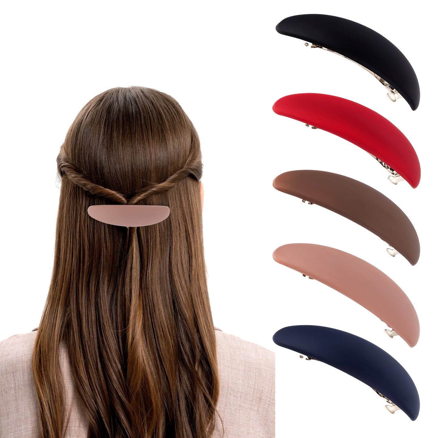 cobee 5 Pcs Barrettes for Fine Hair, Banana Clips for Women Half Up Hair Clip, Non Slip French Flat Hair Accessories for Women Thin Hair, Styling Accessories