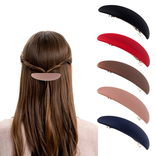 cobee 5 Pcs Barrettes for Fine Hair, Banana Clips for Women Half Up Hair Clip, Non Slip French Flat Hair Accessories for Women Thin Hair, Styling Accessories
