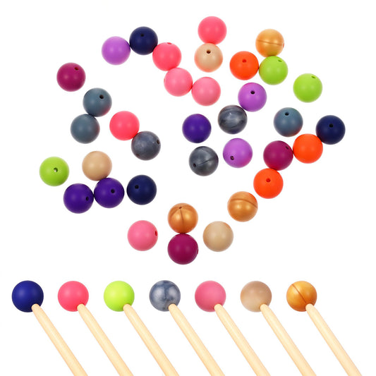 HJZHII 36 Pcs Beads Knitting Needle Stoppers, Knitting Needle Point Protectors 15mm Round Silicone Needles Point Protectors Finishing Needles Accessories Fit for Craft DIY