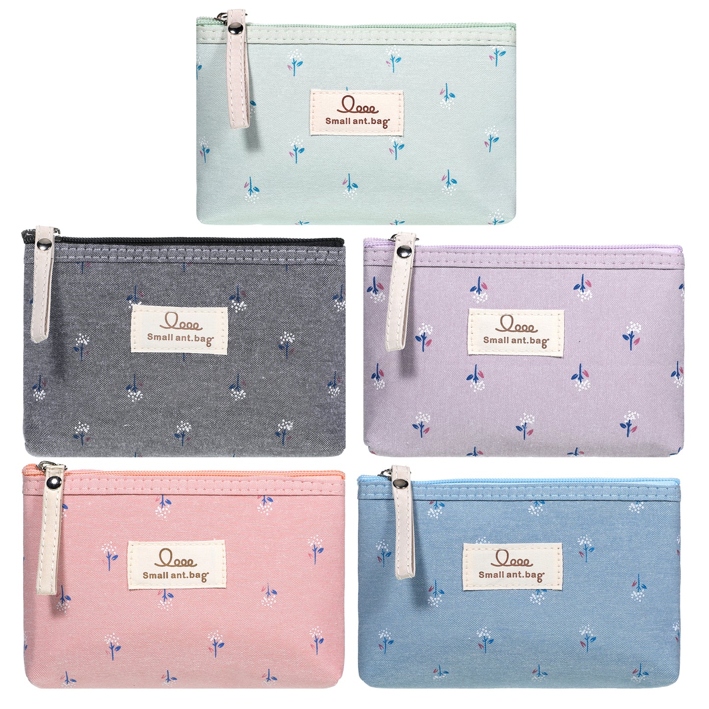 HJZHII 5Pcs Small Makeup Bag for Handbag, 6.69x4.72 Inches Cute Canvas Cosmetic Bags Canvas Coin Bag Multifunctional Makeup Bag Cosmetic Zipper Bags Portable Toiletry Bag for Women