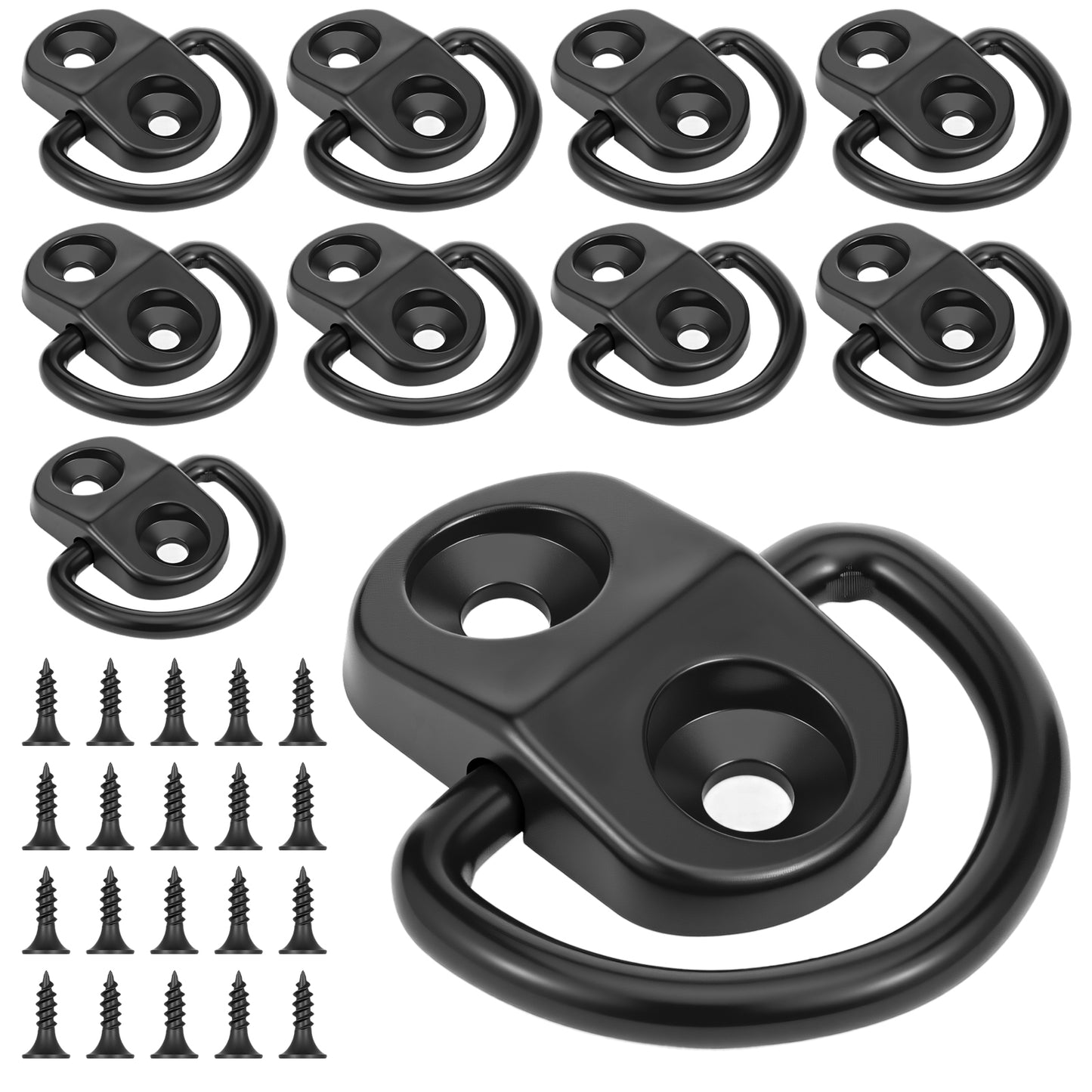 XLIUAX 10 Sets D Rings with Screws, Heavy Duty Anchor Stainless Steel Hooks Lashing Rings Small Retaining Ring for Picture Hangers Hanging Clock Paintings Photos Mirrors Accessories