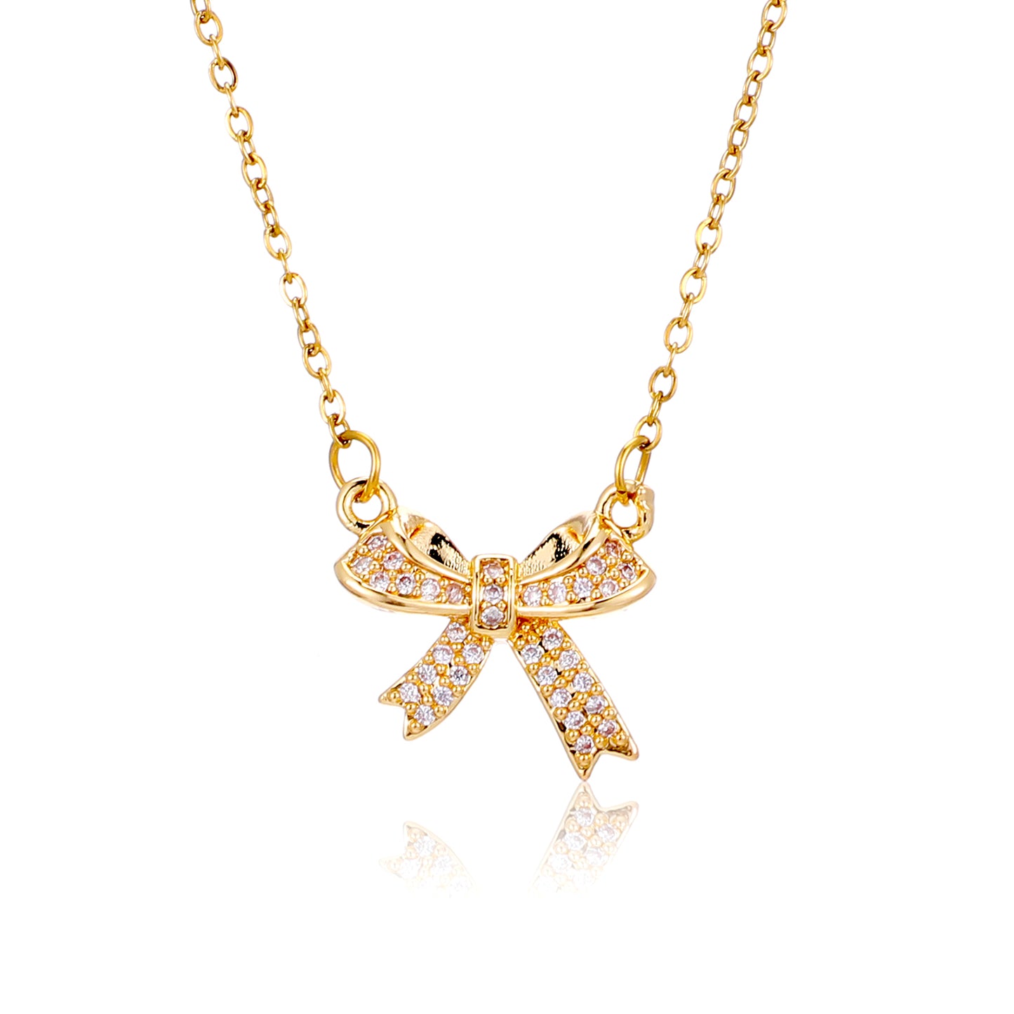 TIESOME Gold Bow Necklace, Dainty Adjustable Choker Chain Cute Tiny Bow Necklace for Women Pendant Elegant Jewelry Gift Trendy Aesthetic Accessories for Special Occasions