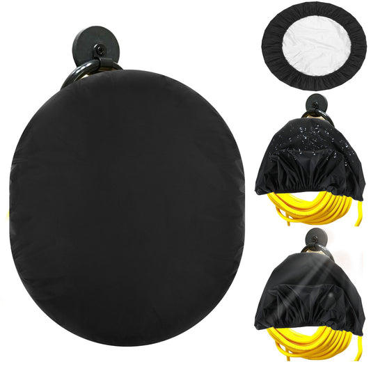 HJZHII Hose Cover, Wall-Mounted Garden Hose Cover (Fits 5/8" x 50-100ft) Extends Hose Life Weatherproof Dustproof Sun Heavy Duty Black Hose Covers for Outside