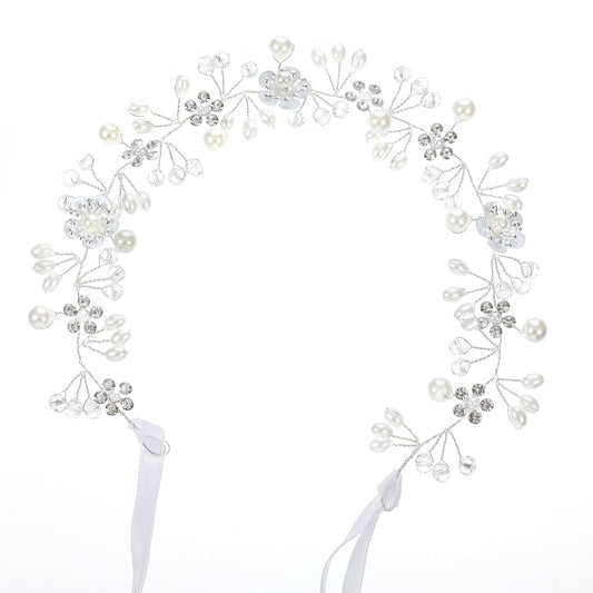 IANFAN Pearl Flower Girl Headpiece