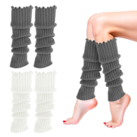 JIYIN Leg Warmers for Women, 2Pairs Kawaii Knit Stretchy Leg Warmer, Fashion Y2k Leg Warmers 80s Winter Ribbed Long Socks(Color1)