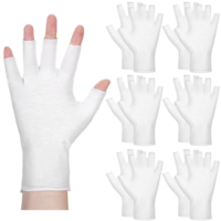 cobee 6 Pairs White Fingerless Gloves, Fingerless Cotton Gloves Soft Moisturizing Night Glove Breathable Moisturizing Sleeping Glove for Eczema Dry Hands Overnight Hydration