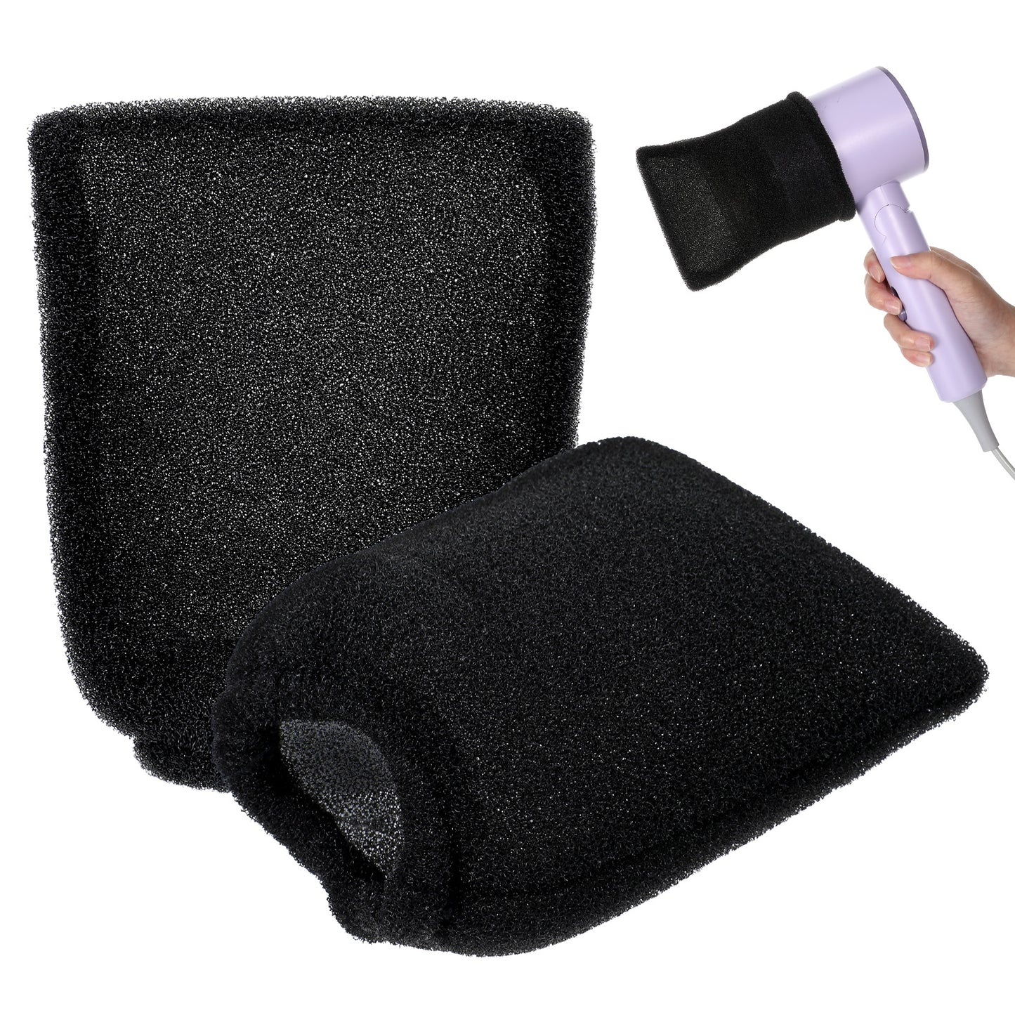 HJZHII 2 Pack Hair Dryer Sock Diffuser Cover, Sponge Hair Dryer Cover Universal Hot Soft Sock Diffuser Attachment with Elastic Band for Home Travel Hotel Hairstyling Accessories