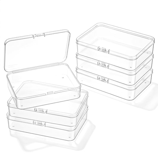 HJZHII 6 Pcs Mini Plastic Storage Containers Box with Lid Clear Rectangle